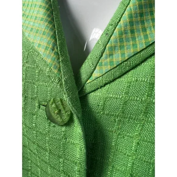 Vintage George Simonton Green Womens Suit Set Size 14 100% Silk With Acetate Lin